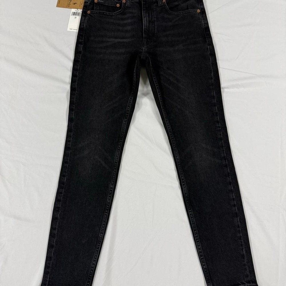 Polo Ralph Lauren Womens Mid Rise Skinny Jeans Black Denim 27R NEW